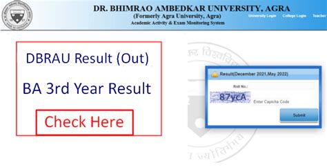 dbrauaaems.in result 2022|DBRAU BA 3rd Year Result 2022, Check www.dbrau.org.in.